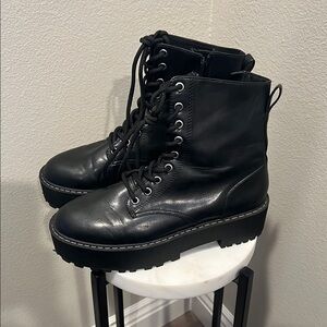 Divided Black Chunky Lace-Up Boots NWOT